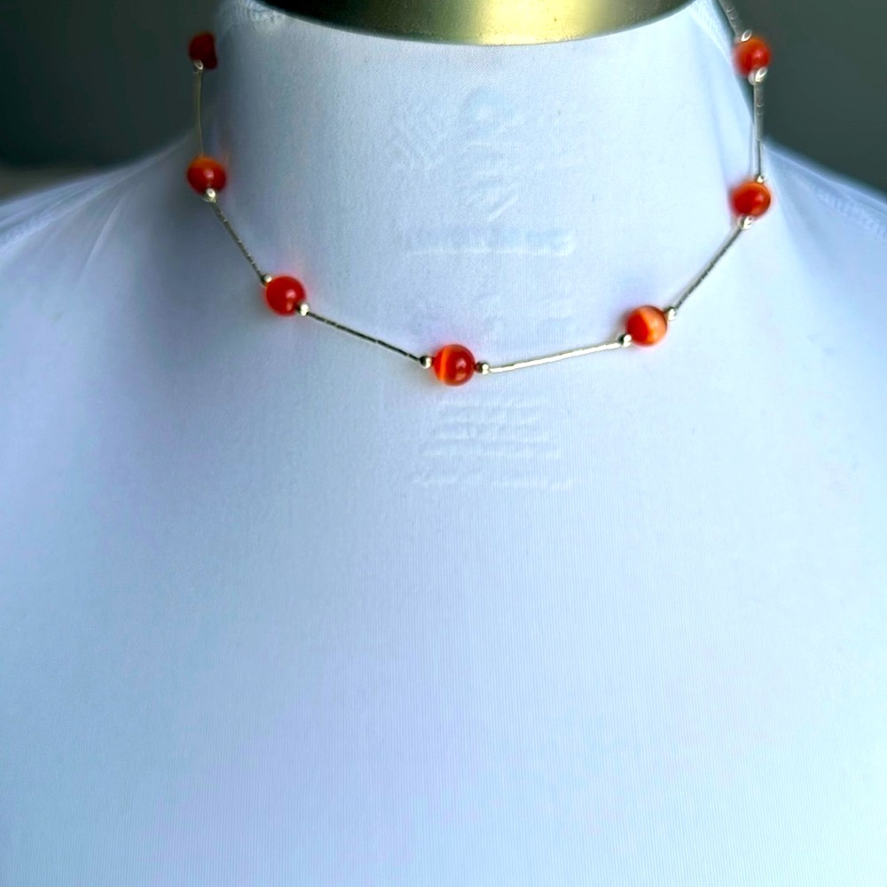JORDAN 925 silver necklace real stone sunstone​​​​​​​​​